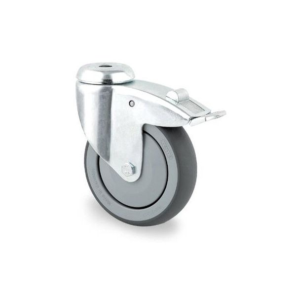 Hjul Tente 2477PJP125P30 Termisk gummi, bremse, midterhul 11 mm 125 mm
