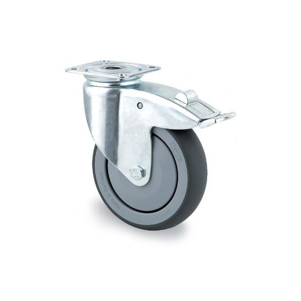 Hjul Tente 2477PJP100P50 Termogummi, bremse, plade 77x67 mm 100 mm
