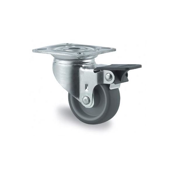 Hjul Tente 2477PJO100P50 Termogummi, bremse, plade 77x67 mm 100 mm