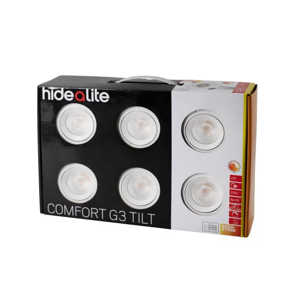 Downlight Hide-a-Lite Comfort G3 Tilt hvit, 6-pack 2700 K