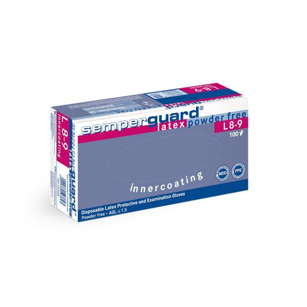Engangshandske Semperguard L8-9 Latex, pulverfri L, 100 stk