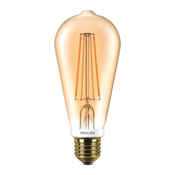 LED-lampa Philips Classic LED Filament Edisonform, E27-sockel Guld