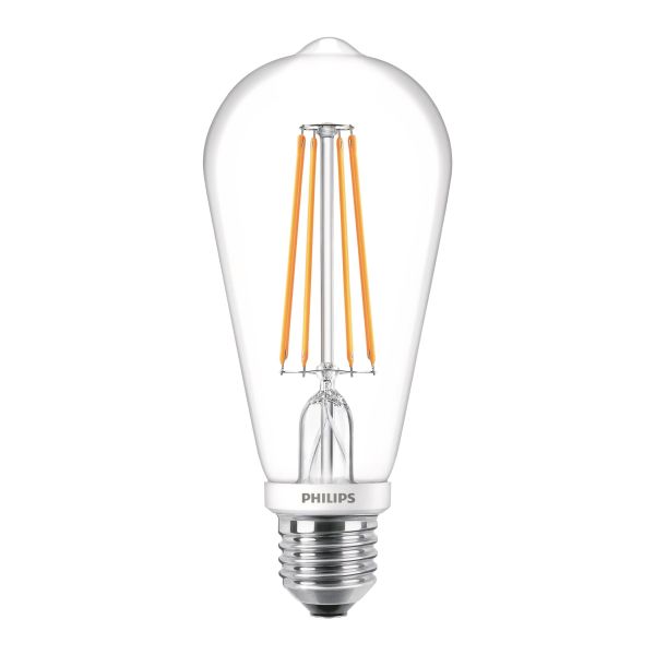LED-lampa Philips Classic LED Filament Edisonform, E27-sockel Klar