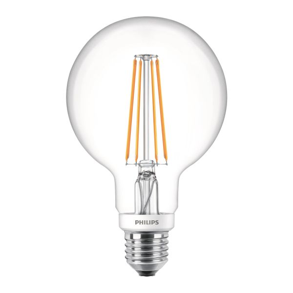 LED-lampa Philips Classic LED Filament 8 W, globform Klar