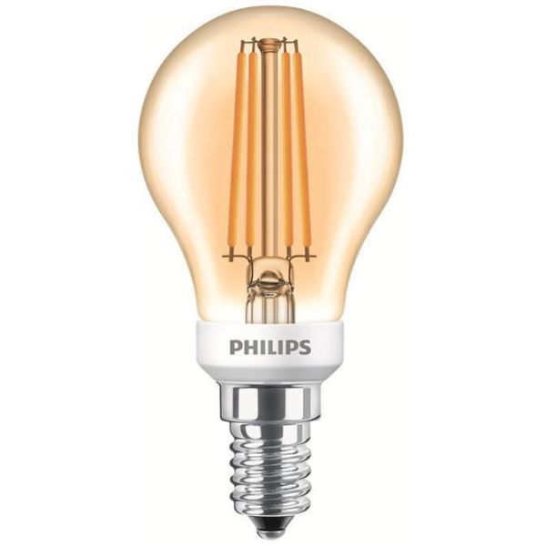 LED-lampa Philips Classic LED Filament klotform, guldfärgad 