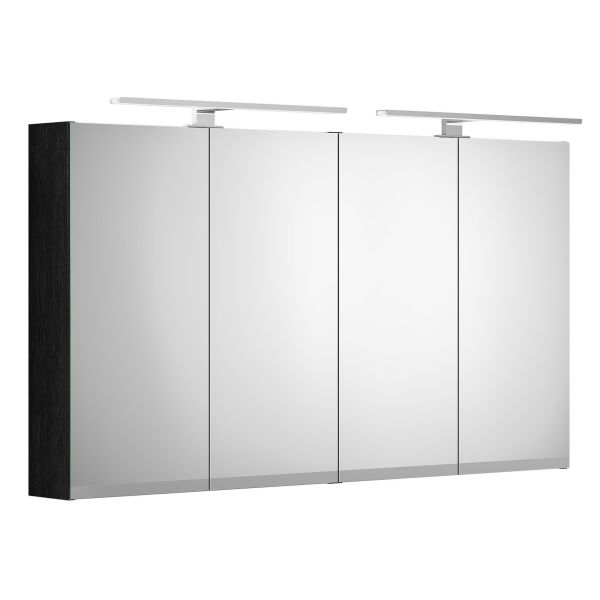 Spejlskab Gustavsberg Artic sort eg, med LED-belysning, 120 cm 