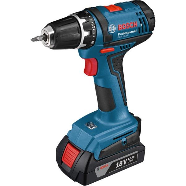 Skruvdragare Bosch GSR 18-2-LI med batteri och laddare