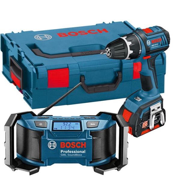 Verktygspaket Bosch GSR 18 V-LI GML SoundBoxx
