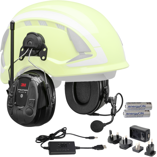 Hörselskydd 3M Peltor WS Alert XP Bluetooth med hjälmfäste laddpaket 