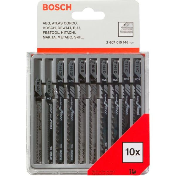 Pistosahanteräsarja Bosch 2607010146 Plastic and Wood 10 osaa 