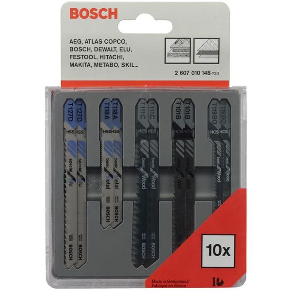 Pistosahanteräsarja Bosch 2607010148 Metal and Wood 10 osaa 