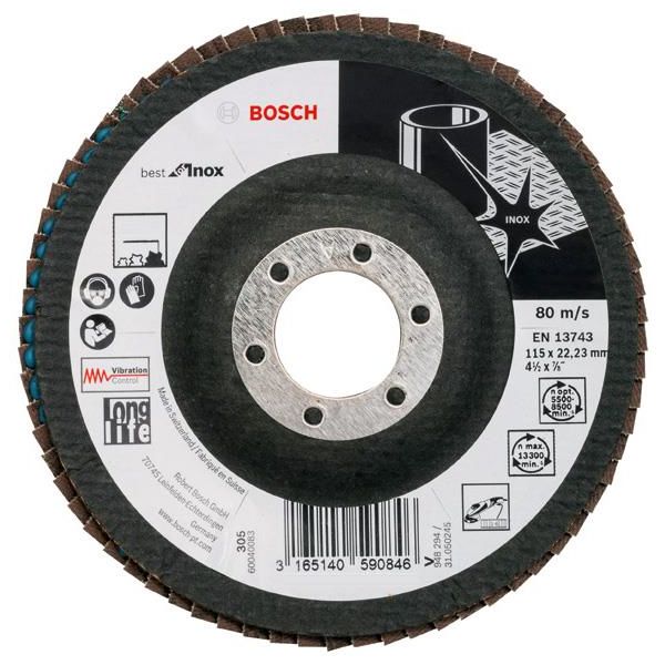 Lamelslibeskive Bosch Best for Inox  115x22,23mm K60