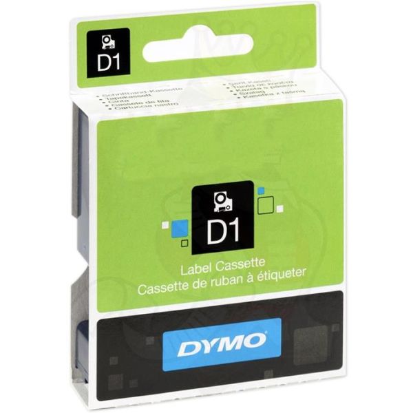 Tape DYMO Standard D1 6mm Sort på gennemsigtig