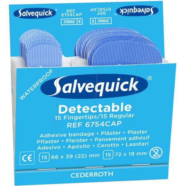 Plåster Salvequick 6754CAP Blue Detectable 6x30st 