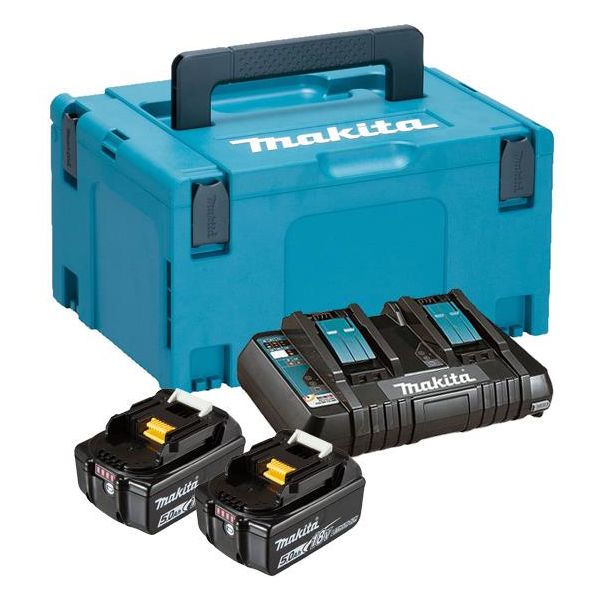Opladningspakke Makita 197629-2 2 stk 18V 5,0 Ah + oplader og taske 