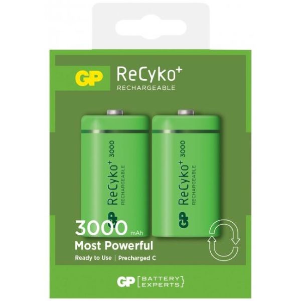 Batteri GP Batteries ReCyko C 3000 laddningsbart, C, 2-pack 