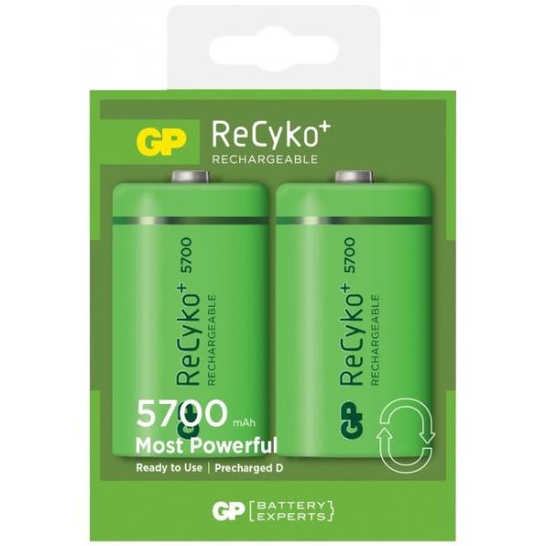 Batteri GP Batteries ReCyko D 5700 laddningsbart, D, 2-pack 