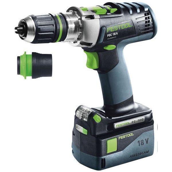 Slagskruvdragare Festool PDC 18/4 Li 5,2-Plus-SCA QUADRIVE med 5,2Ah batterier och SCA 8-laddare