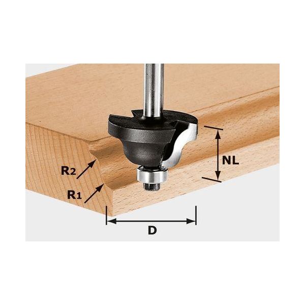 Fræser med dobbelt radius Festool HW S8 D31,7/R4/R4 8mm spindel 