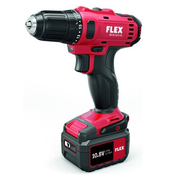 Bore-/skruemaskine Flex DD 2G 10,8-LD med 2 stk 4,0 Ah batterier og oplader 