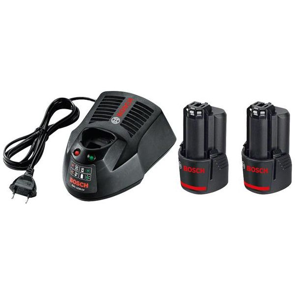 Ladepakke Bosch GAL 1230 CV + 2st GBA 12V 3,0Ah 2 stk. 12V 3,0Ah Li-ion 
