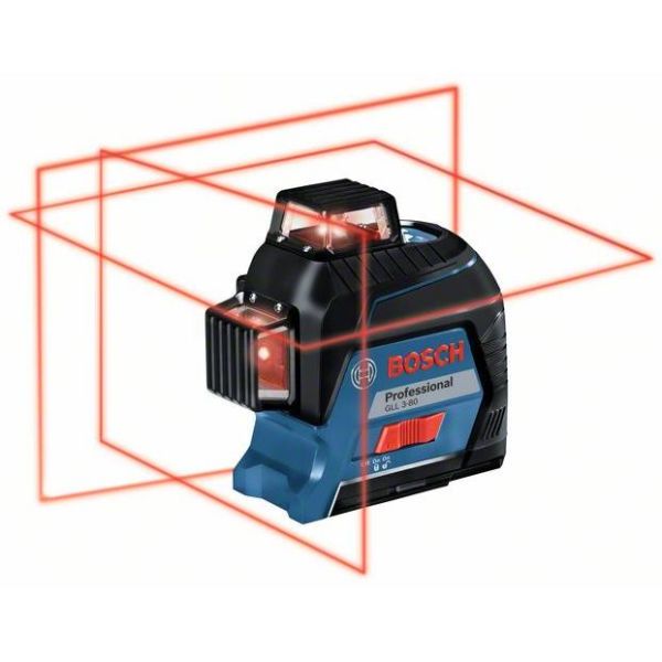 Linjalaser Bosch GLL 3-80 sis. alkaliparistot ja laukun 