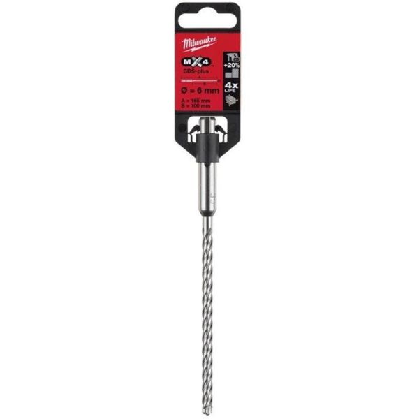 Hammerbor Milwaukee MX4 SDS-Plus, 4-skjærs 6x165 mm