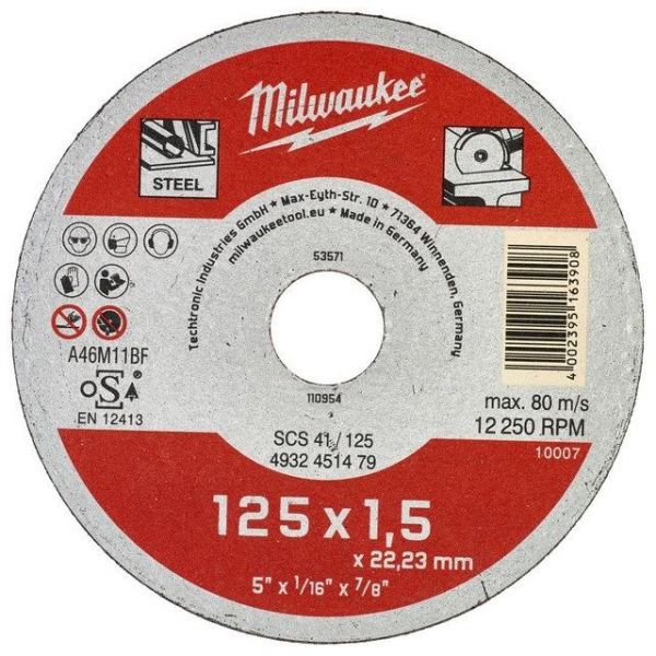 Skæreskive Milwaukee SCS 41 Contractor  125x1,5 mm