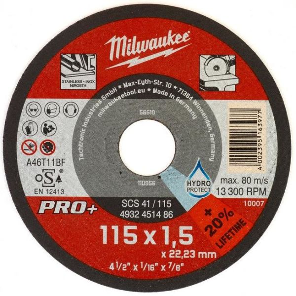 Skæreskive Milwaukee SCS 41 PRO+  115x1,5 mm