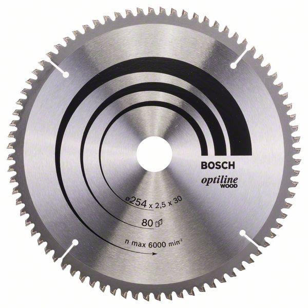 Sagklinge Bosch 2608640437 Optiline Wood 254x2,5x30 mm, 80T 