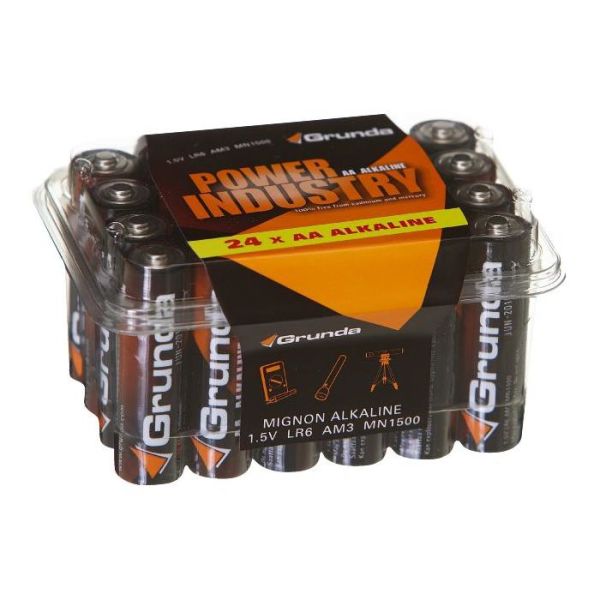 Batteri Grunda 0236-00208 alkalisk, AA, 24-pakning 