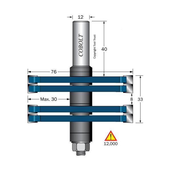 Fastgørelsesskærer Cobolt 313-760 D=76, L1=33, L2=8 