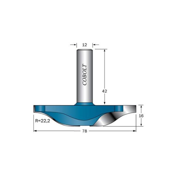 Afgratningsfræser Cobolt 325-078B R=22,2, D=78, L=16, S=12 