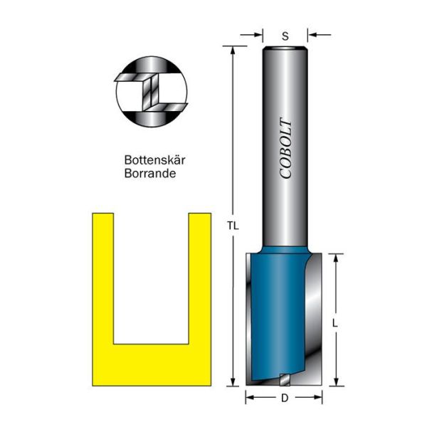 Notfræser Cobolt 303-108 D=8, L=30, TL=80 