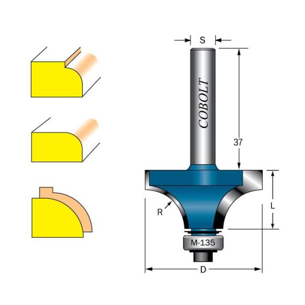 Afrundingsfræser Cobolt 217-160 R=16 D=45 L=22 