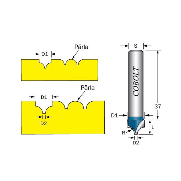 Indretning fræser Cobolt 232-003 R=3, D=6,5 