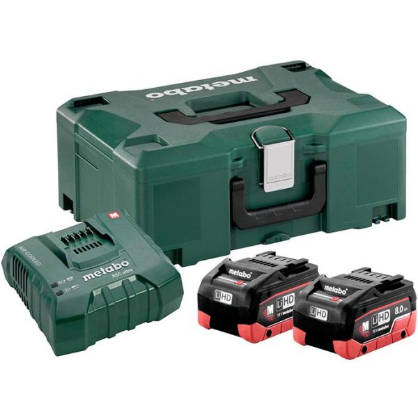 Laddpaket Metabo Bas-set 2st 8,0Ah batterier, laddare och väska 
