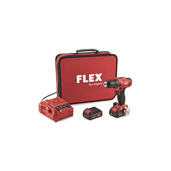 Skruvdragare Flex DD 2G 10,8-LD med 2 st 2,5 Ah batterier och laddare 