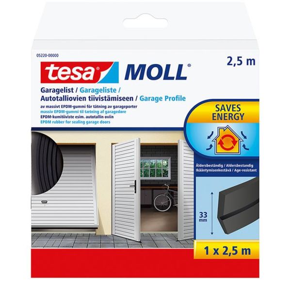 Tætningsliste Tesa 05220-00000-01 EPDM, 2,5 m x 33 mm, sort 