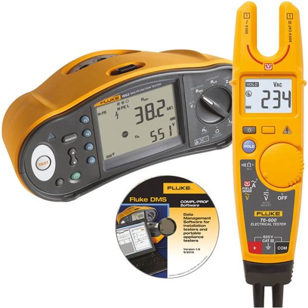 Installationsprovare Fluke 1663 SCH med elektrisk testare + FVF-programvara 