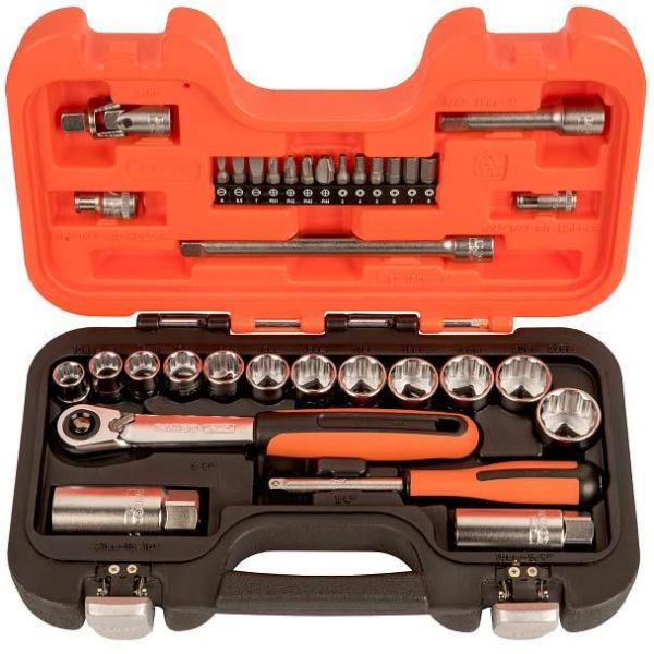 Topnøglesæt Bahco SL34 34 stk., 1/4", 3/8" 