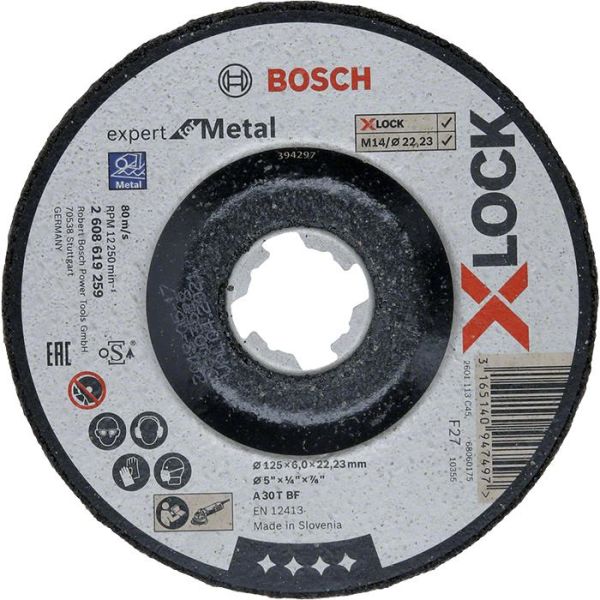 Slipeskive Bosch Expert for Metal X-LOCK 125 x 6 x 22,23 mm