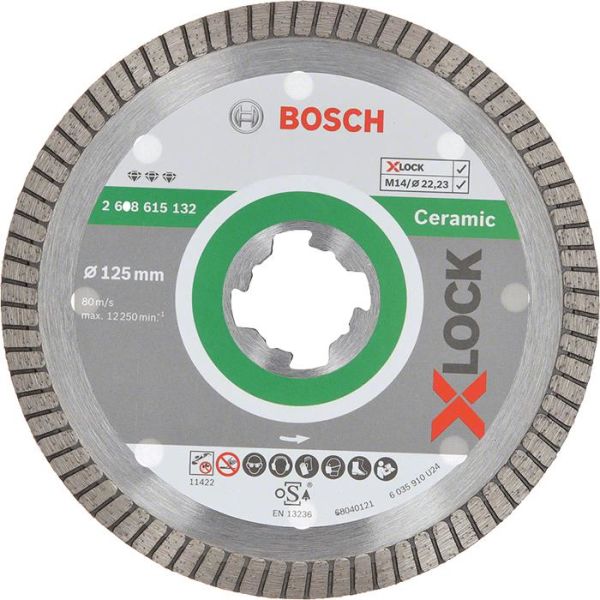 Diamantskæreskive Bosch Best for Ceramic Extra Clean med X-LOCK 125 × 22,23 × 1,4 × 7 mm