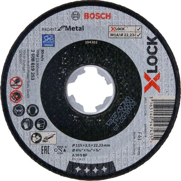 Kappeskive Bosch Expert for Metal X-LOCK, rett skjæring 115 × 2,5 × 22,23 mm