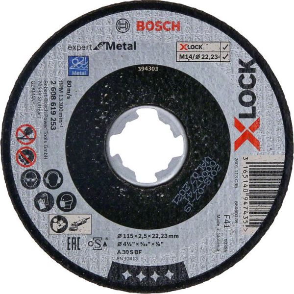 Skæreskive Bosch Expert for Metal med X-LOCK, lige savning 115 × 2,5 × 22,23 mm