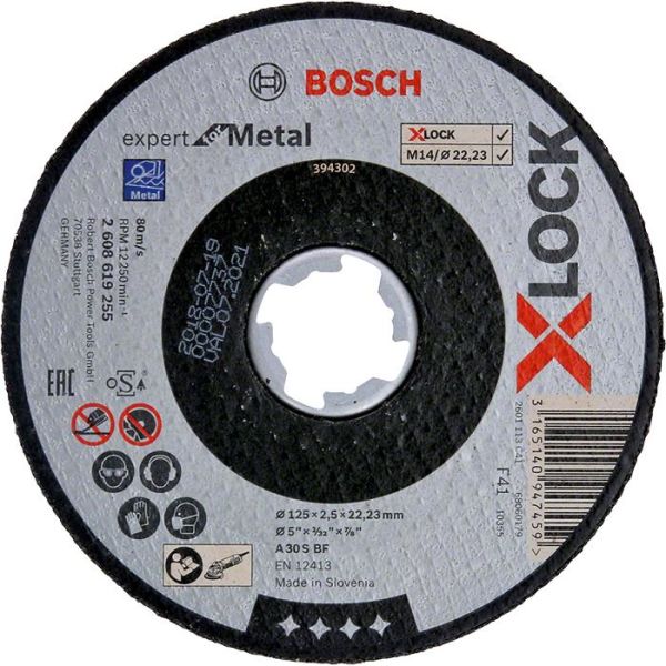 Kappeskive Bosch Expert for Metal X-LOCK, rett skjæring 125 × 2,5 × 22,23 mm