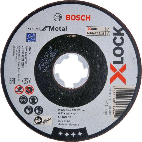 Kappeskive Bosch Expert for Metal X-LOCK, rett skjæring 125 × 1,6 × 22,23 mm