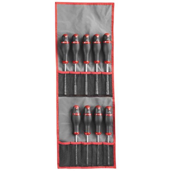 Hylsskruvmejselsats Facom 74A.JL9 i rullfodral 9 delar