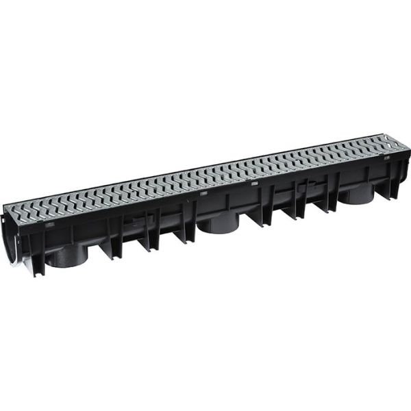 Afløbsrende Ibeco STDP1000G med galvaniseret gitter, 1 m 