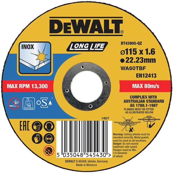 Kappeskive Dewalt DT43905 thin cutting 115 x 1,6 mm